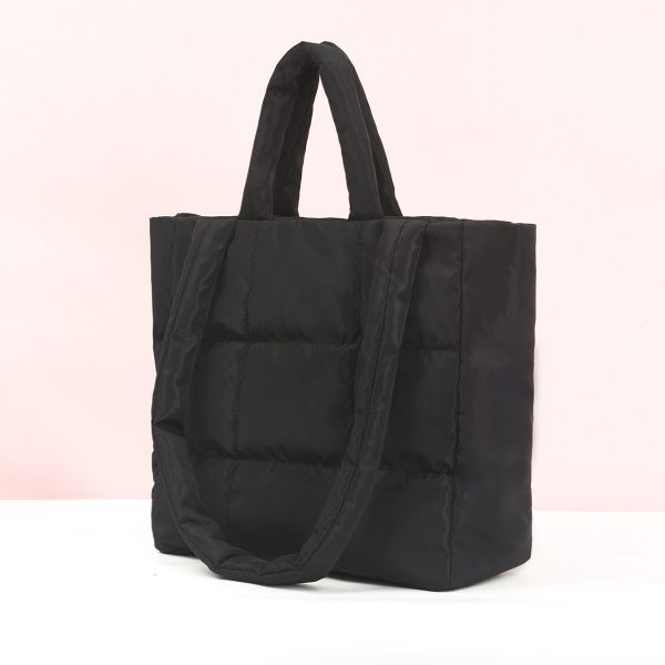Tote bag for women, large capacity armpit bag, nine grid pattern - Image 3