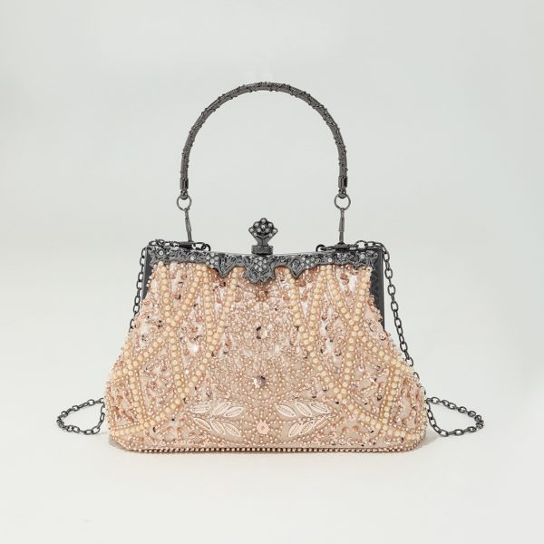 Handmade bead embroidery, beaded sequins, hand-held wedding cheongsam, women's banquet bag - Image 2
