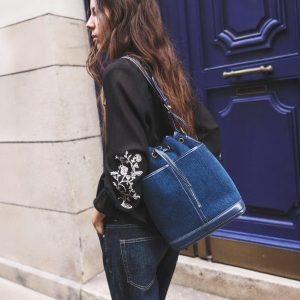 Denim patchwork PU shoulder bag
