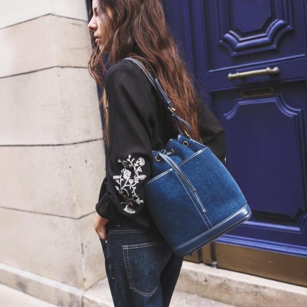 Denim patchwork PU shoulder bag