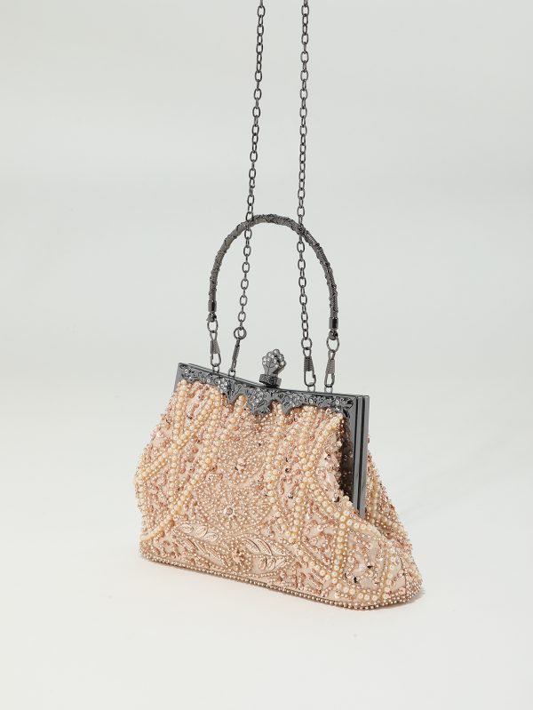 Handmade bead embroidery, beaded sequins, hand-held wedding cheongsam, women's banquet bag - Image 3