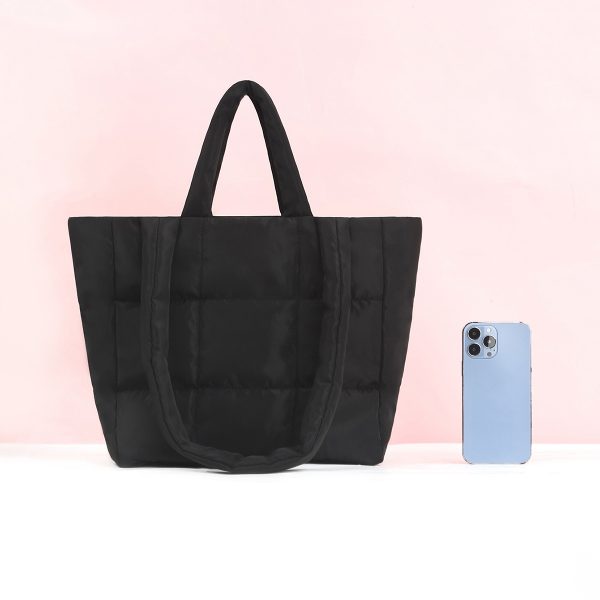 Tote bag for women, large capacity armpit bag, nine grid pattern - Image 2