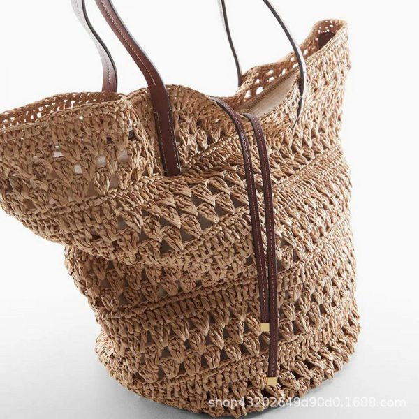 Minimally hollowed out straw bag woven bag - Image 4