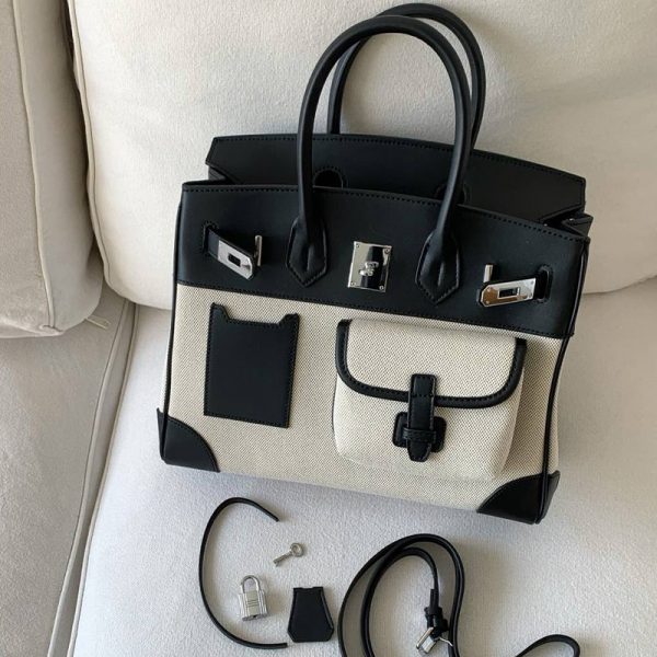 Color blocking platinum bag canvas patchwork - Image 3