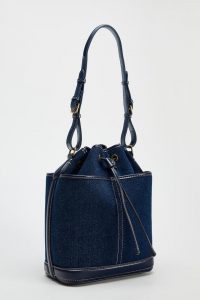 denim patchwork pu shoulder bag