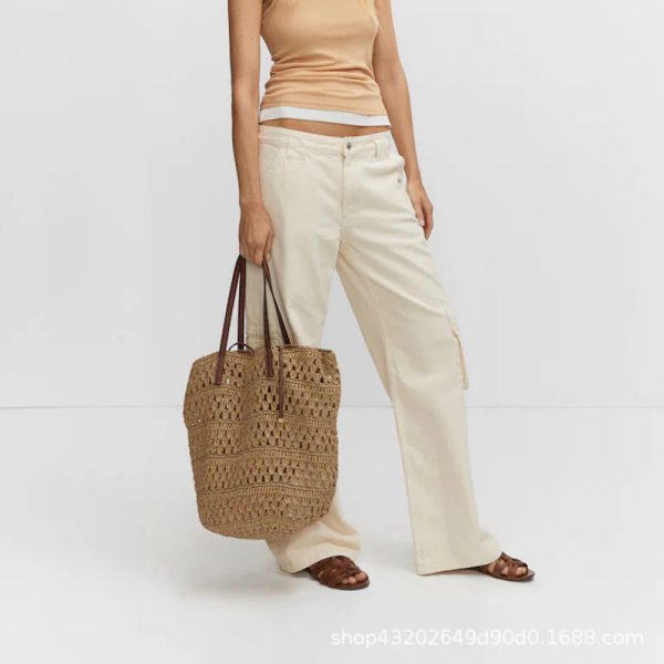 Minimally hollowed out straw bag woven bag - Image 2