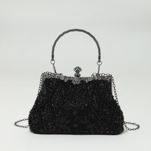 Handmade bead embroidery, beaded sequins, hand-held wedding cheongsam, women's banquet bag - Image 4