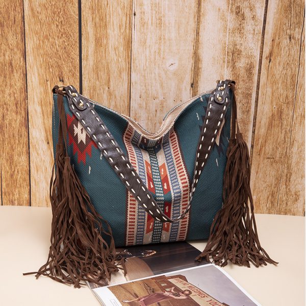 Vintage Bohemian Handmade Woven Bag - Image 2